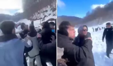 Çocuğunun yanında babasını dövdüler