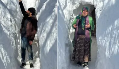 Görüntü Türkiye’den! Kar kalınlığı metreleri aştı, evlere tünelden ulaşıyorlar
