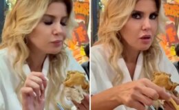 Gülben Ergen yemek yerken böyle kendinden geçti