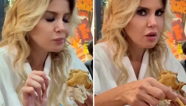 Gülben Ergen yemek yerken böyle kendinden geçti