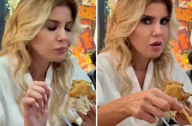 Gülben Ergen yemek yerken böyle kendinden geçti