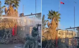 Hain saldırı sonrası şanlı Türk bayrağının tekrar göndere çekildiği anlar