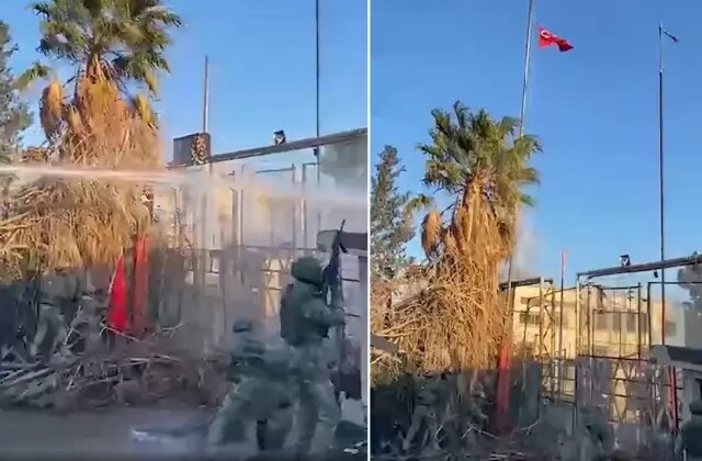 Hain saldırı sonrası şanlı Türk bayrağının tekrar göndere çekildiği anlar