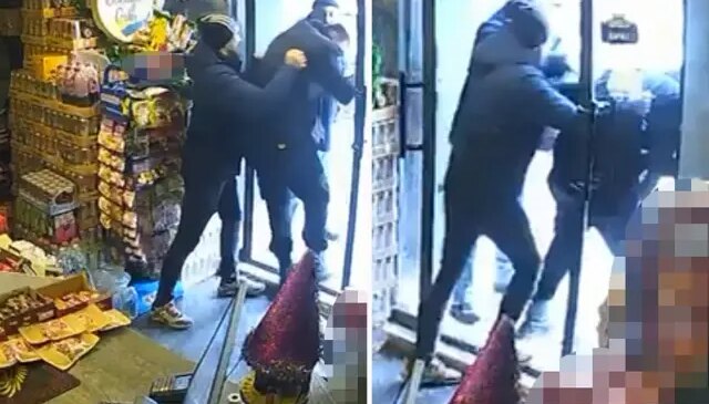 Hırsızlık suçundan aranan şahsın büfede yakalanma anı kamerada