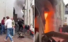 Hollanda’nın Utrecht kentinde meydana gelen patlama yangına yol açtı