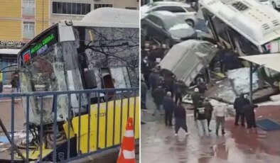 İETT otobüsü otoparka daldı