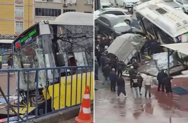 İETT otobüsü otoparka daldı