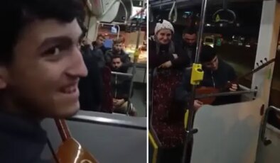 İETT otobüsünde sazlı yolculuk