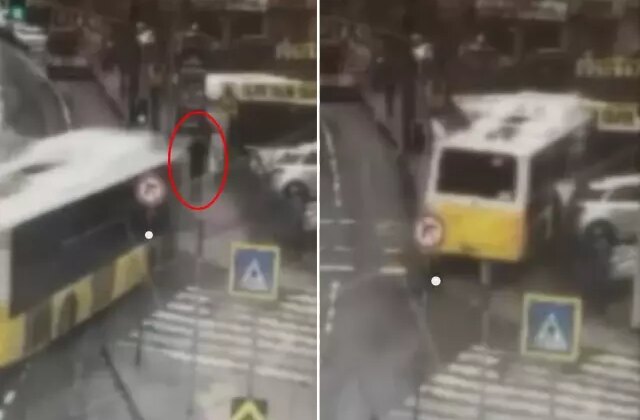 İETT otobüsünün otoparka daldığı anlar kamerada! Bir kişi ezilmekten son saniye kurtuldu