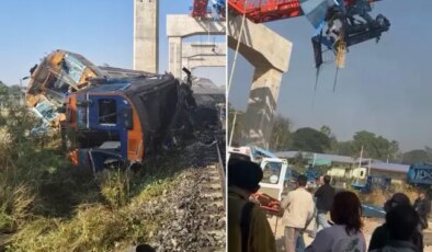 İnşaat vinci trenin üzerine devrildi! 22 kişi öldü, onlarca yaralı var