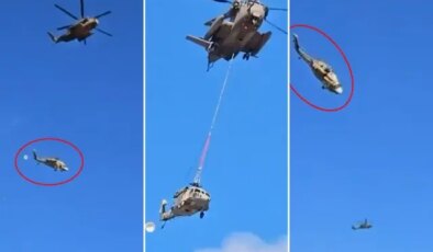 İsrail helikopteri havada taşınırken yere çakıldı