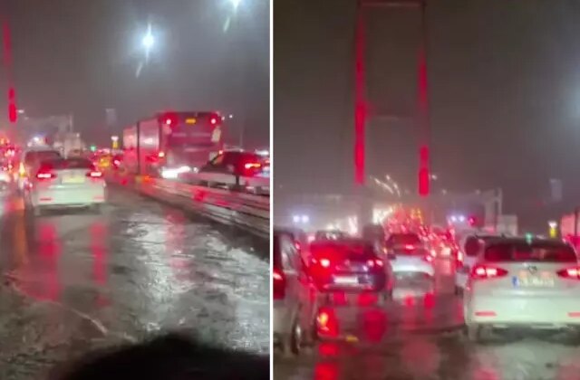 İstanbul’a yağmur fena geldi! Sürücü bile şaştı kaldı