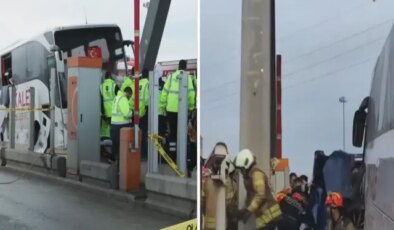 İstanbul’da korkunç kaza! Gişeye girmek isteyen araca otobüs çarptı