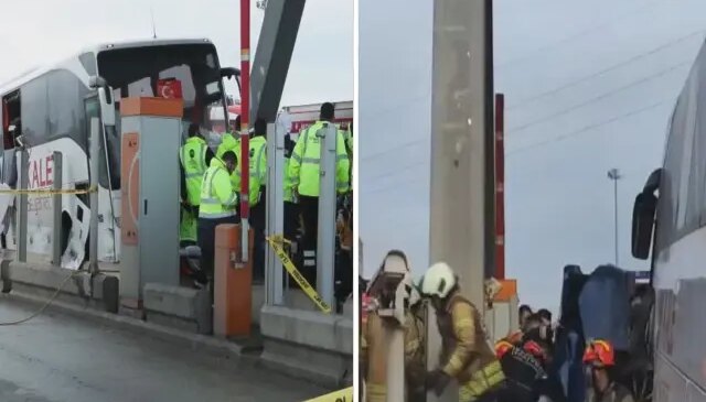 İstanbul’da korkunç kaza! Gişeye girmek isteyen araca otobüs çarptı