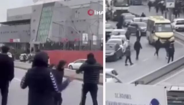 İstanbul’un göbeğinde olay! Maç bitti, taş ve sopalar havada uçuştu