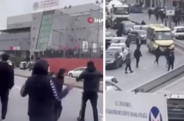 İstanbul’un göbeğinde olay! Maç bitti, taş ve sopalar havada uçuştu