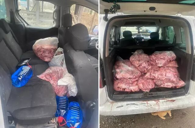 Jandarmanın durdurduğu araçtan 450 kilo bozulmuş et çıktı