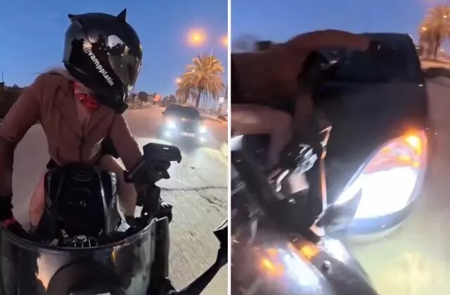 Kadın motosikletliye, arkadan gelen otomobil çarptı