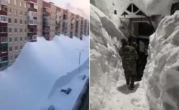 Kamçatka’da buzul çağını aratmayan görüntüler! Kar kalınlığı 4. kata kadar çıktı