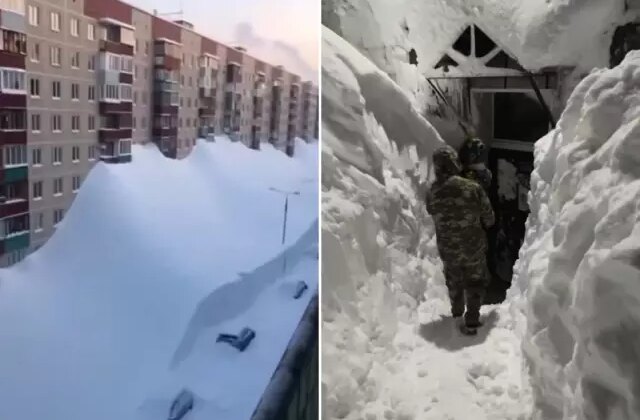 Kamçatka’da buzul çağını aratmayan görüntüler! Kar kalınlığı 4. kata kadar çıktı