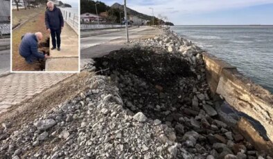 Karadeniz’in dalgaları sahil yolunu ve evleri tehdit ediyor