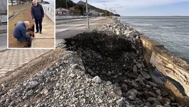 Karadeniz’in dalgaları sahil yolunu ve evleri tehdit ediyor