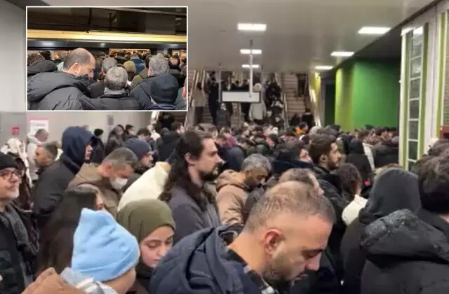 Karın etkili olduğu İstanbul’da metro istasyonunda insan seli oluştu