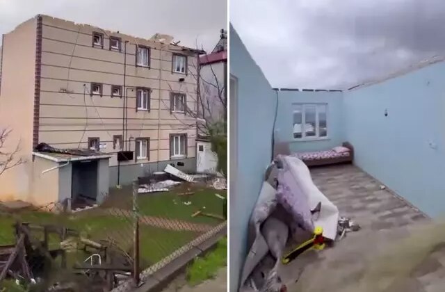 Kocaeli’de fırtına nedeniyle çatısı uçan evin son hali görüntülendi