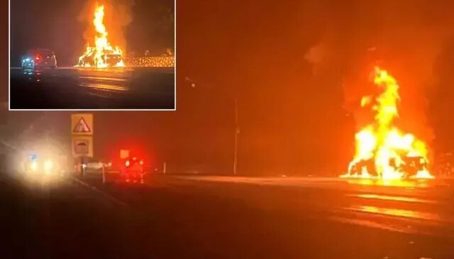 Lüks otomobil alev topuna döndü