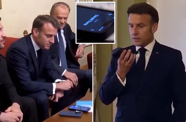 Macron ile yatağından uyandırdığı Trump’ın telefon görüşmesi kamerada
