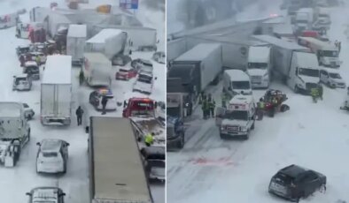 Otoyol savaş alanına döndü: 100’den fazla araç birbirine girdi