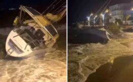 Milyonluk tekne şiddetli fırtına nedeniyle karaya oturdu