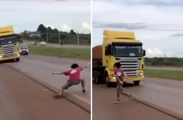 Ölümle kumar: 19 yaşındaki genç, hayatını hiçe sayarak TIR’la “chicken” oynadı