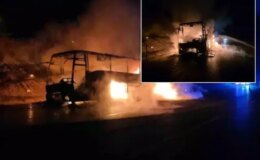 Onlarca yolcusu vardı! Alev alev yandı