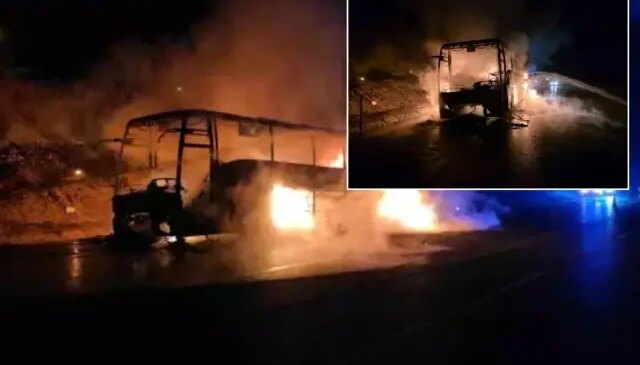 Onlarca yolcusu vardı! Alev alev yandı