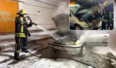 Oto tamircisinden yeni çıkardığı otomobili bir anda alev aldı