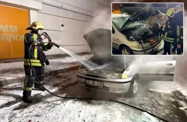 Oto tamircisinden yeni çıkardığı otomobili bir anda alev aldı