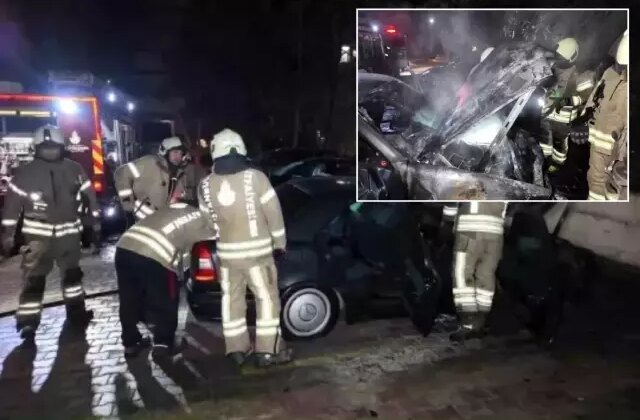Otoparkta büyük panik! Alev alev yandı