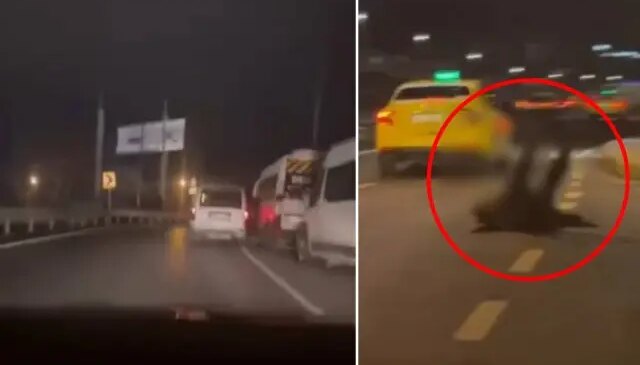 Esrarengiz anlar! Park halindeki minibüslere çarpıp yere yığıldı