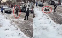 Polislerle böyle alay ettiler! Koşarken bir anda yere düştü