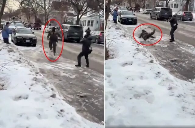 Polislerle böyle alay ettiler! Koşarken bir anda yere düştü