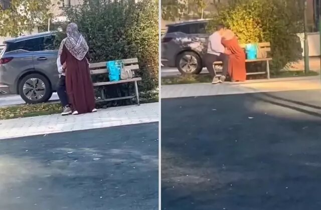 Sokak ortasında rezil görüntü! Kimseye aldırış etmediler