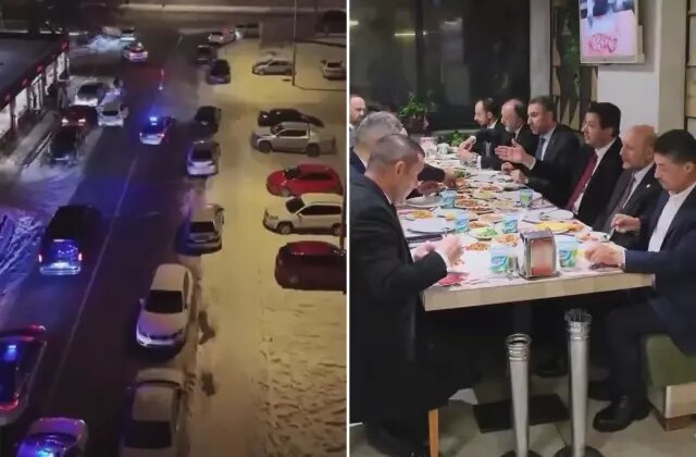 Saadet Partisi lideri Mahmut Arıkan ciğer yemeye çakarlı konvoyla gitti