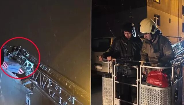 Sancaktepe’de film gibi kurtarma: Kuş beslemek için çıktıkları çatıda mahsur kaldılar