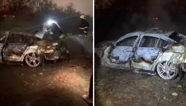 Şarampole uçan otomobil alev aldı! Hayata son anda tutundular