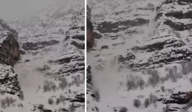 Şırnak’ta çığ düşme anı kameraya yansıdı