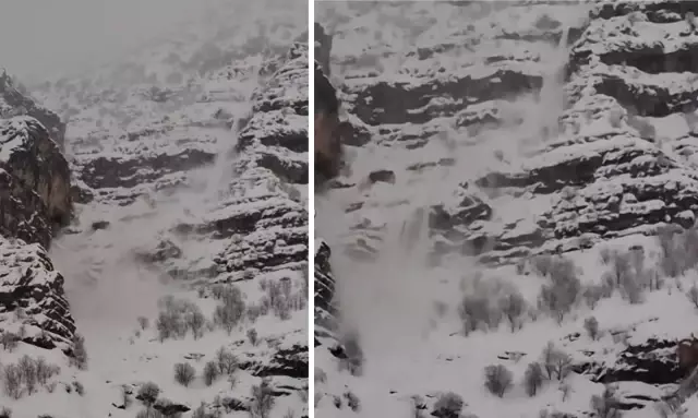 Şırnak’ta çığ düşme anı kameraya yansıdı