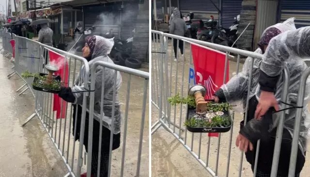 Slogan atmak isterken kendini yaktı, “Abla yanıyorsun” diyenlere aldırış etmedi