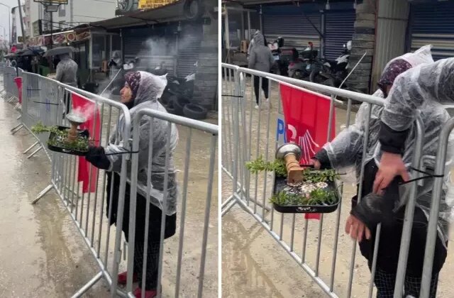Slogan atmak isterken kendini yaktı, “Abla yanıyorsun” diyenlere aldırış etmedi