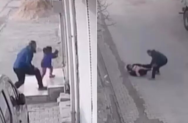 Sokak ortasında dehşet! Bebekli kadına ve çocuğa saldırdı